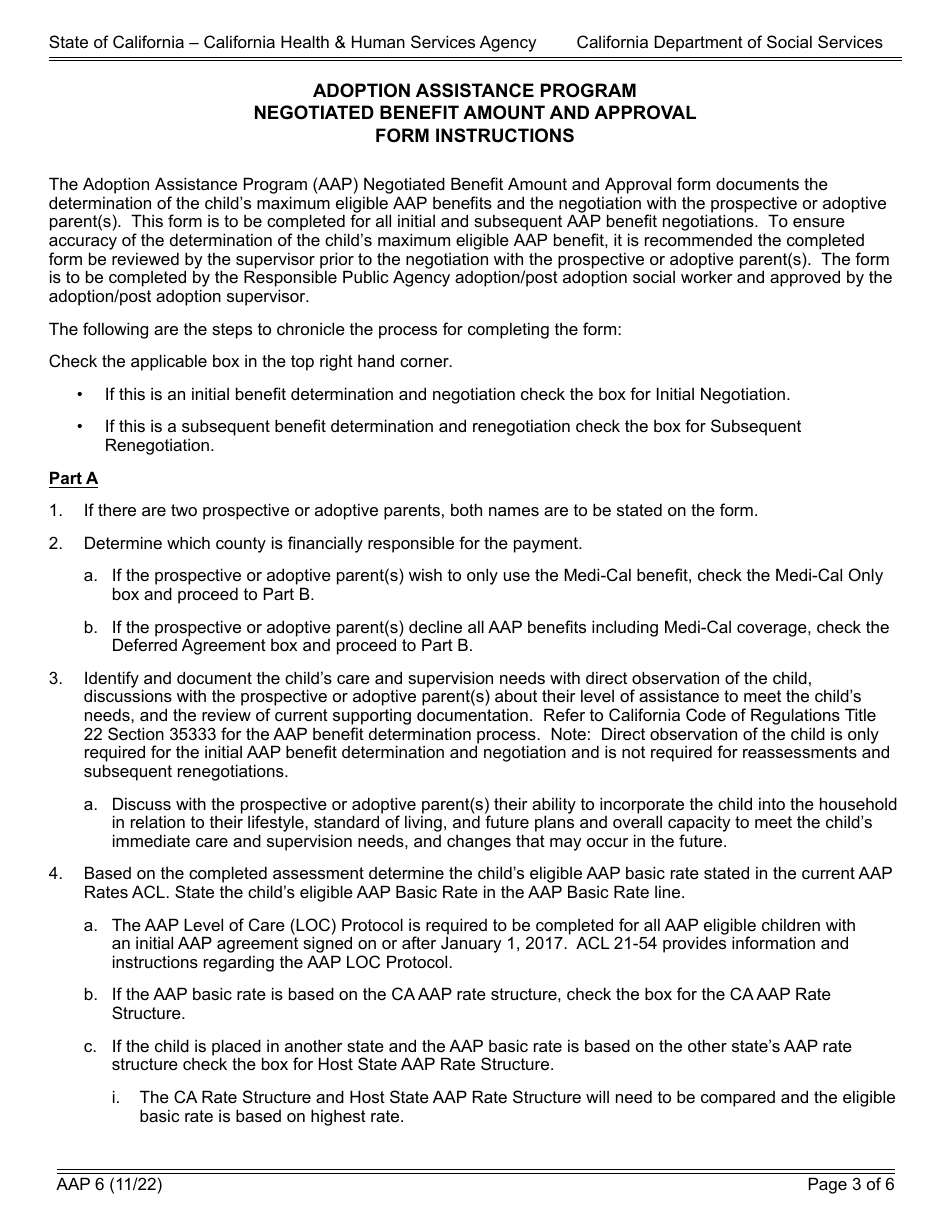 Form AAP6 Adoption Assistance Program Negotiated Benefit Amount and Approval - California, Page 3
