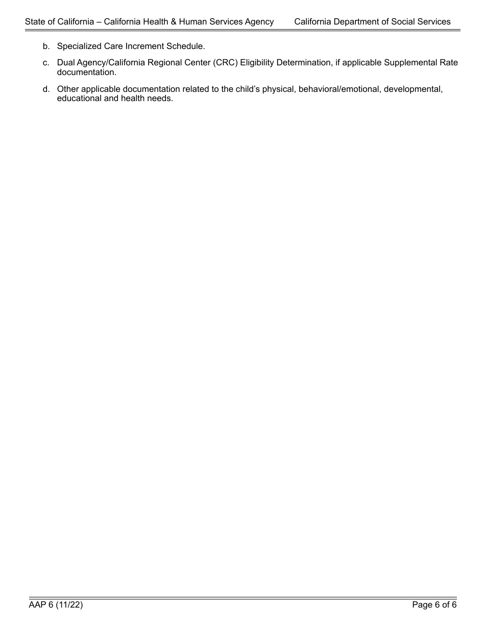 Form AAP6 Adoption Assistance Program Negotiated Benefit Amount and Approval - California, Page 6