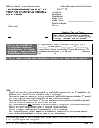 Document preview: Form CF377.7H CalFresh Informational Notice - Potential Intentional Program Violation (Ipv) - California