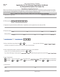 Form REG-1E Application for St-5 Exempt Organization Certificate for Nonprofit Exemption From Sales Tax - New Jersey