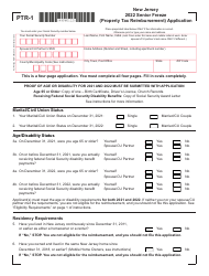 Document preview: Form PTR-1 Senior Freeze (Property Tax Reimbursement) Application - New Jersey