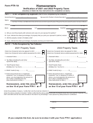 Document preview: Form PTR-1A Homeowners Verification of Property Taxes - New Jersey