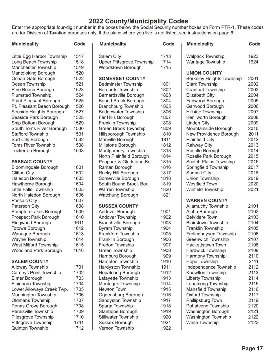 Instructions for Form PTR-1 Senior Freeze (Property Tax Reimbursement) Application - New Jersey, Page 17