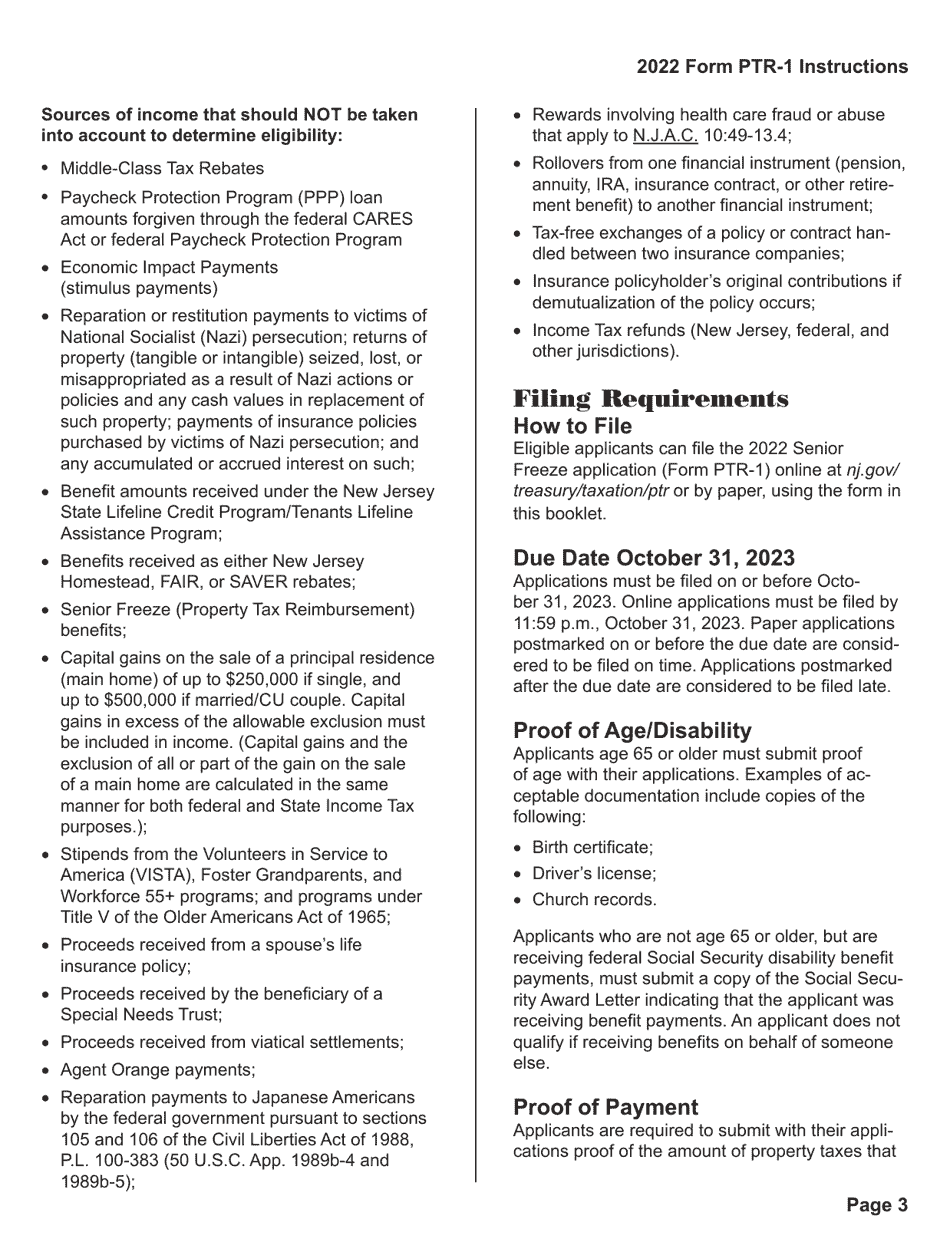 Download Instructions for Form PTR1 Senior Freeze (Property Tax