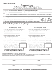 Form PTR-1A CO-OP Cooperatives Verification of Property Taxes - New Jersey