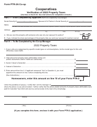 Document preview: Form PTR-2A CO-OP Cooperatives Verification of Property Taxes - New Jersey, 2022