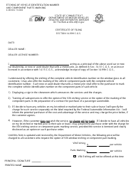 Form K-200 Etching of Vehicle Identification Number and Component Parts Marking - Connecticut