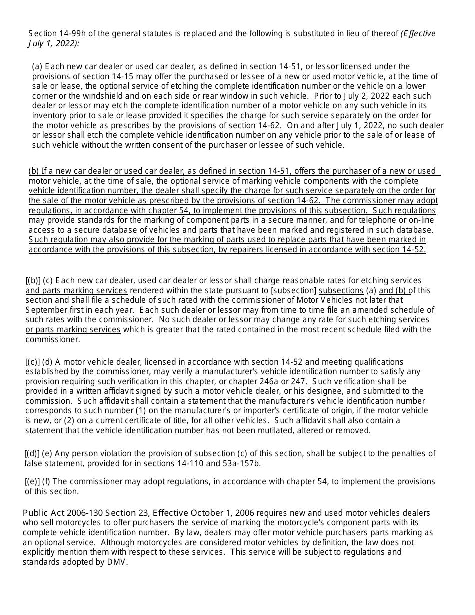 Form K-200 Etching of Vehicle Identification Number and Component Parts Marking - Connecticut, Page 2