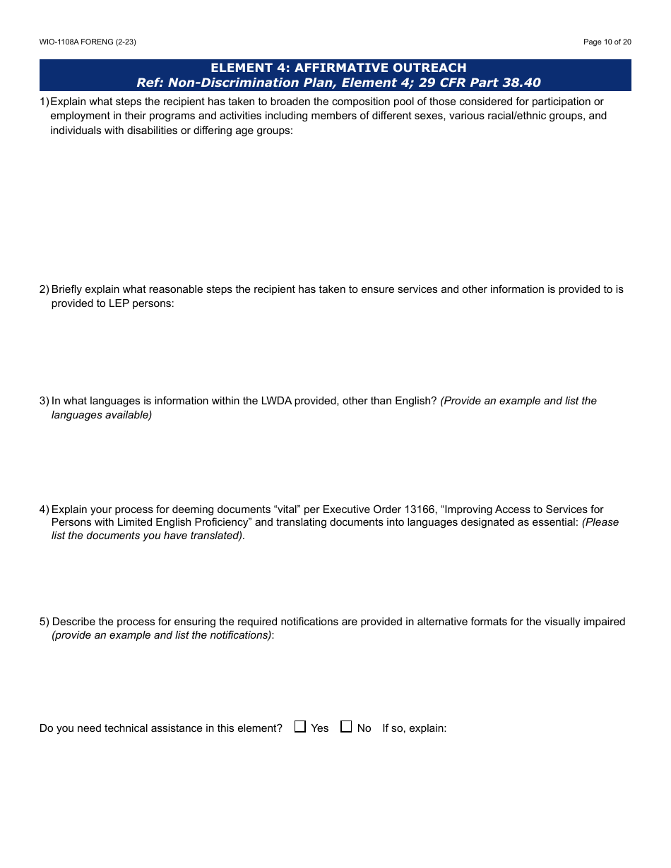 Form WIO-1108A Workforce Innovation  Opportunity Act (Wioa) Eo Monitoring Review Guide - Arizona, Page 10