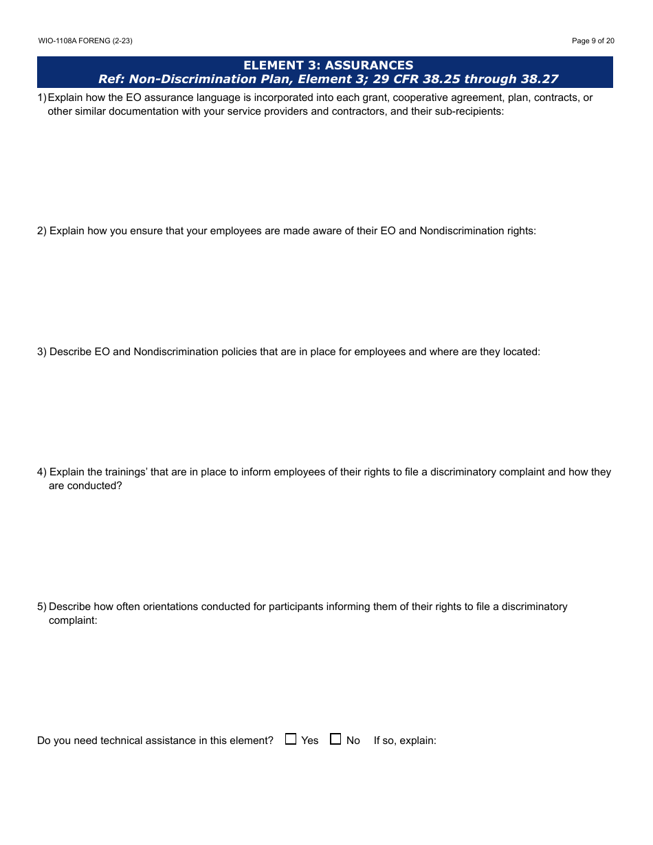 Form WIO-1108A Workforce Innovation  Opportunity Act (Wioa) Eo Monitoring Review Guide - Arizona, Page 9