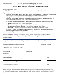 Document preview: Form DDD-1658A Agency With Choice: Individual Representative - Arizona