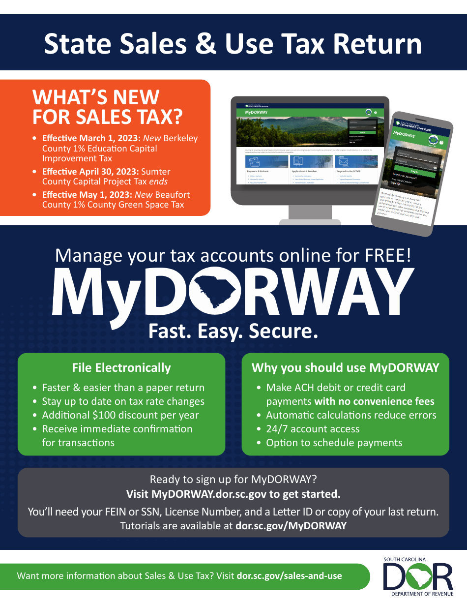 Form ST-3 Download Printable PDF or Fill Online State Sales & Use Tax Return,  South Carolina | Templateroller