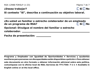 Formulario RSA-1298B-LPS Recomendacion Para El Programa De Verano Para Jovenes Ciegos/Vision Reducida Sordo/Dificultades Auditivas (Letra Grande) - Arizona (Spanish), Page 7