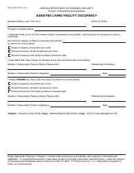 Document preview: Form DDD-1542A Assisted Living Facility Occupancy - Arizona