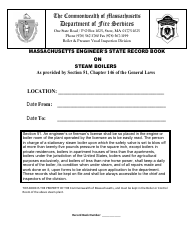 Form BPV-026 Massachusetts Engineer&#039;s State Record Book on Steam Boilers - Massachusetts