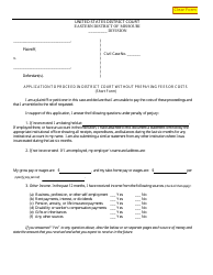 Document preview: Form MOED-0046 Application to Proceed in District Court Without Prepaying Fees or Costs (Short Form) - Missouri