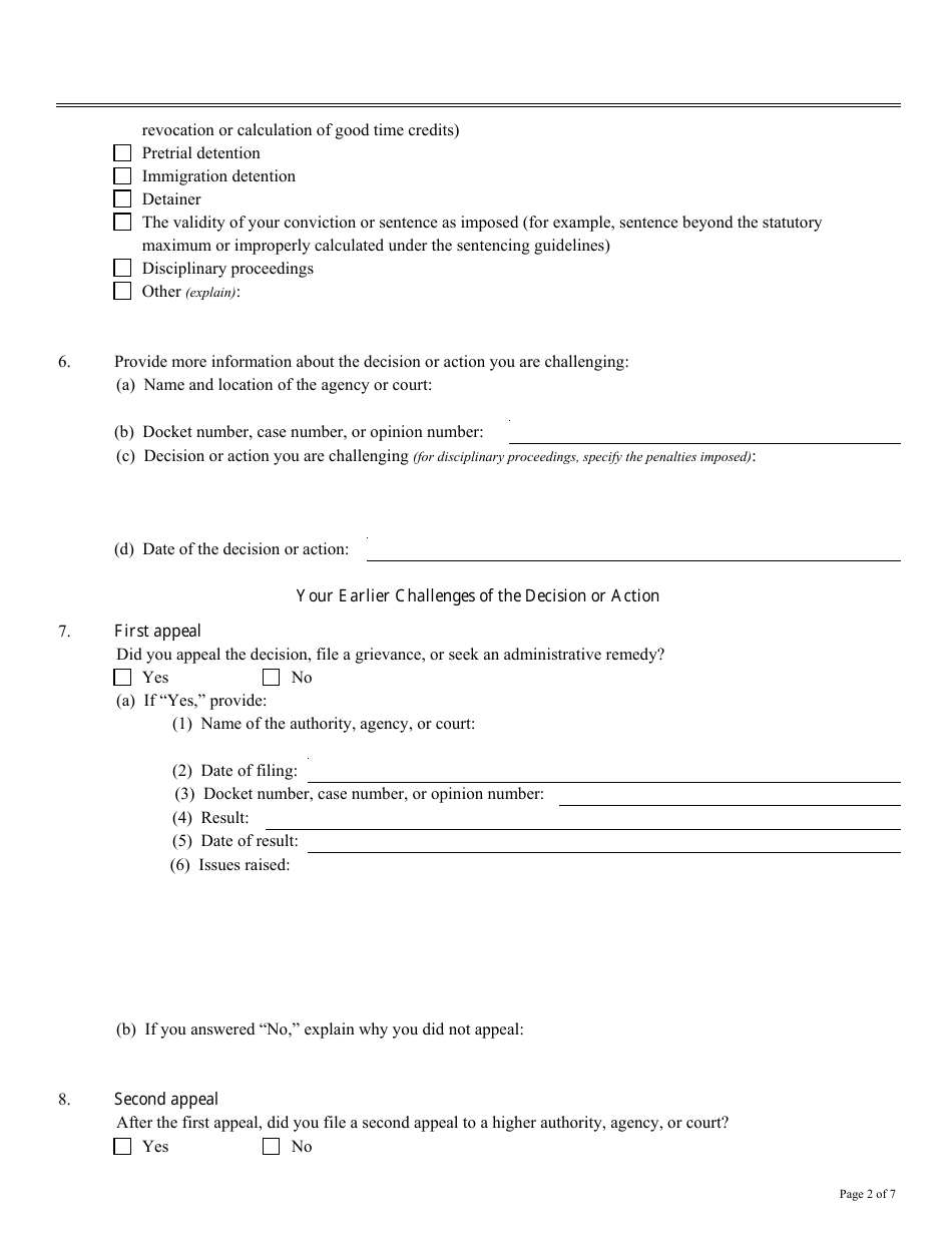 Form AO-0242 Petition for a Writ of Habeas Corpus Under 28 U.s.c. 2241 - Missouri, Page 2