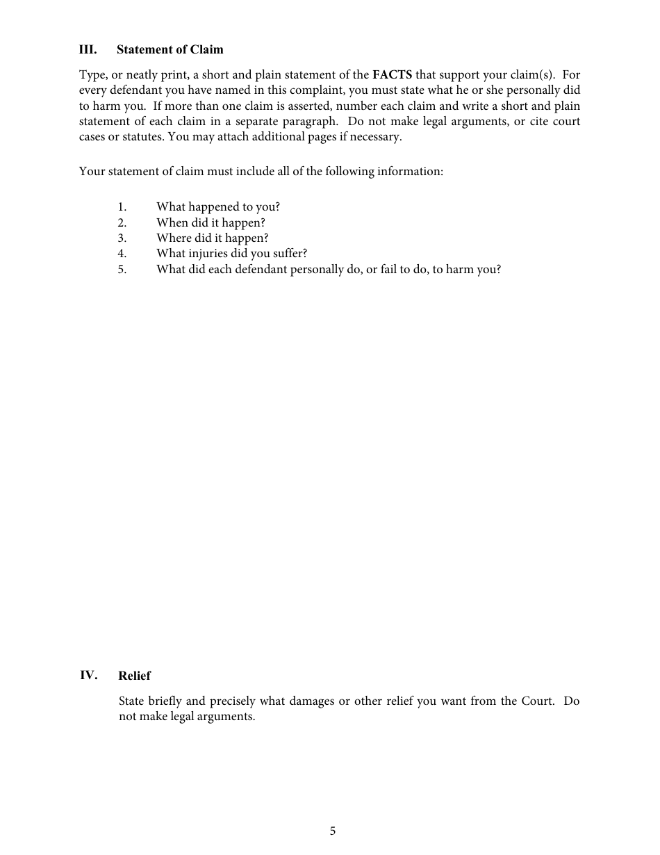 Form MOED-0032 Complaint for a Civil Case - Missouri, Page 5