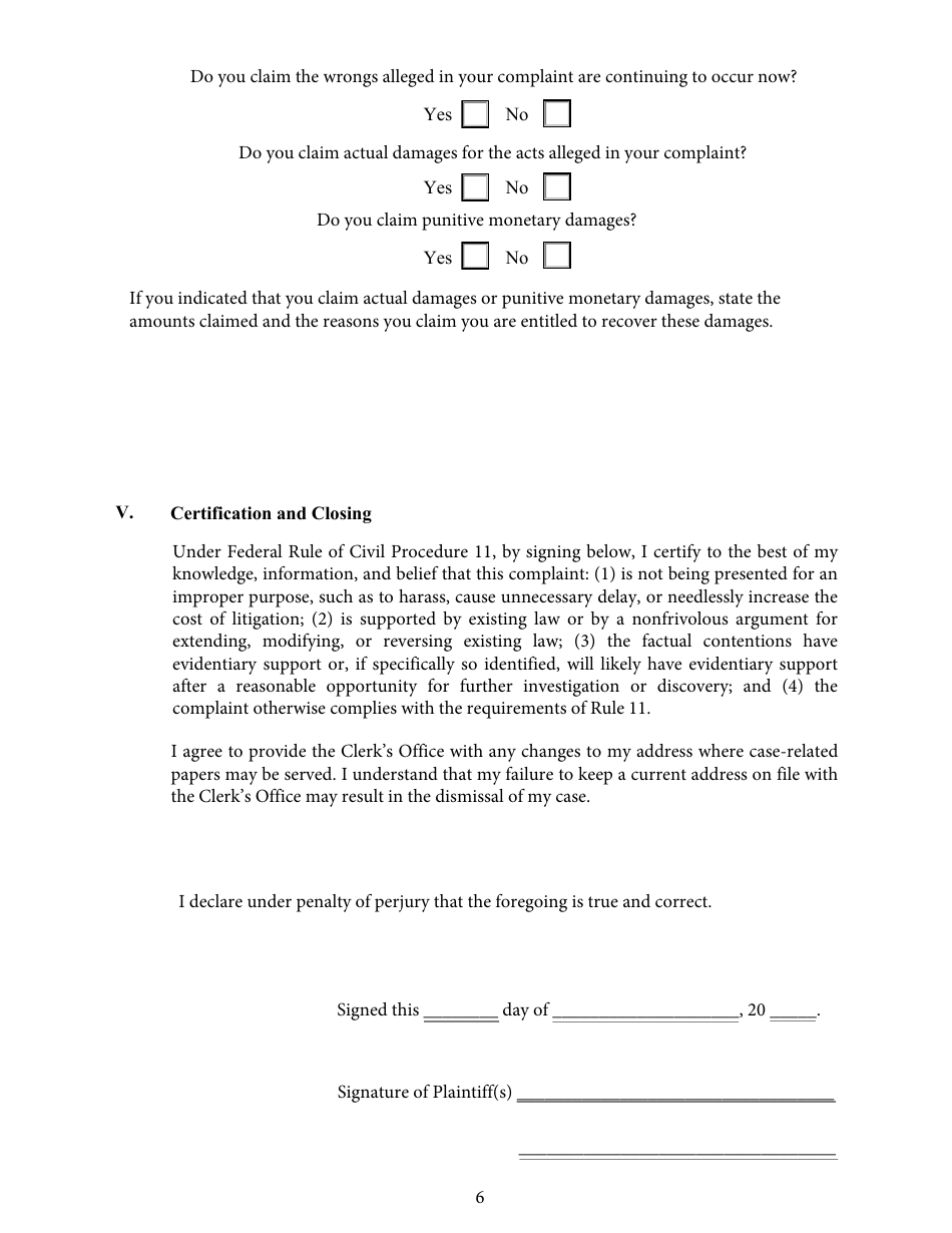 Form MOED-0032 Complaint for a Civil Case - Missouri, Page 6