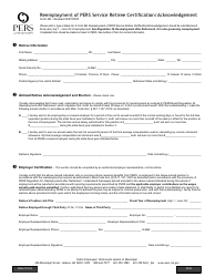Document preview: Form 4B Reemployment of Pers Service Retiree Certification/Acknowledgement - Mississippi