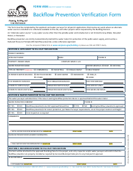 Document preview: Form 306 Backflow Prevention Verification Form - City of San Jose, California