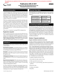 Form OR-21-EST (150-107-115) Oregon Pass-Through Entity Elective Tax Estimated Payment Instructions - Oregon