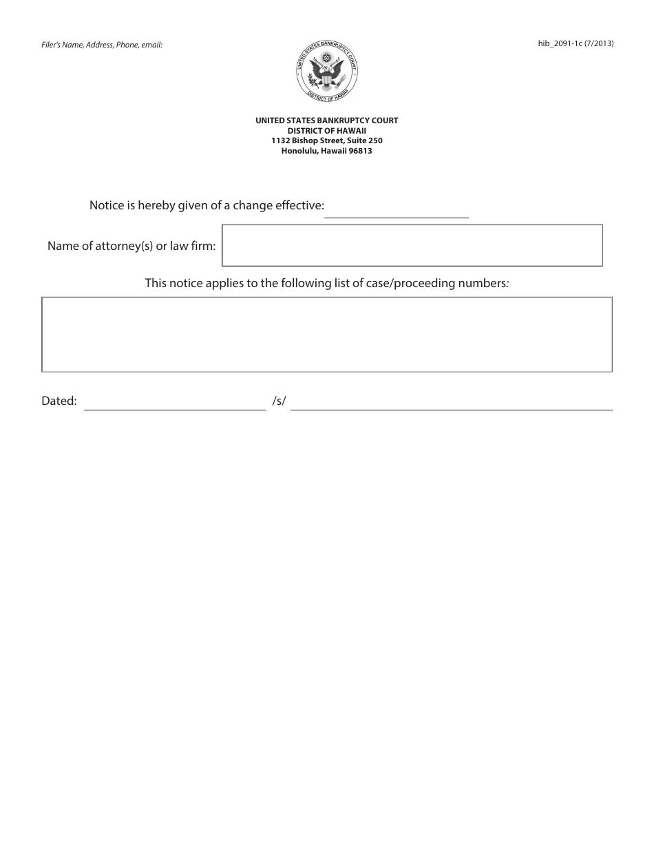 Form H2091-1C - Fill Out, Sign Online and Download Fillable PDF, Hawaii ...