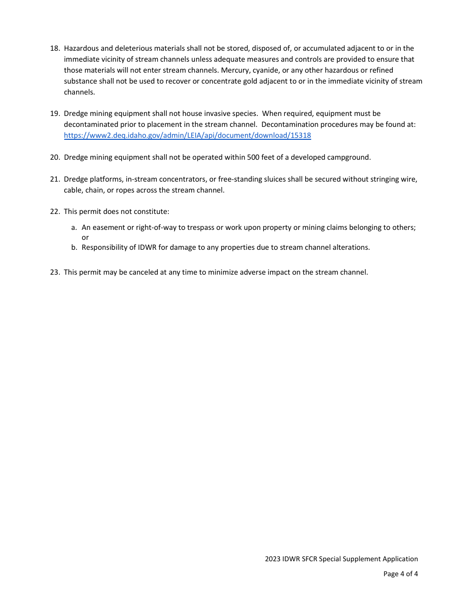 Idwr South Fork Clearwater River Special Supplement Application - Idaho, Page 6