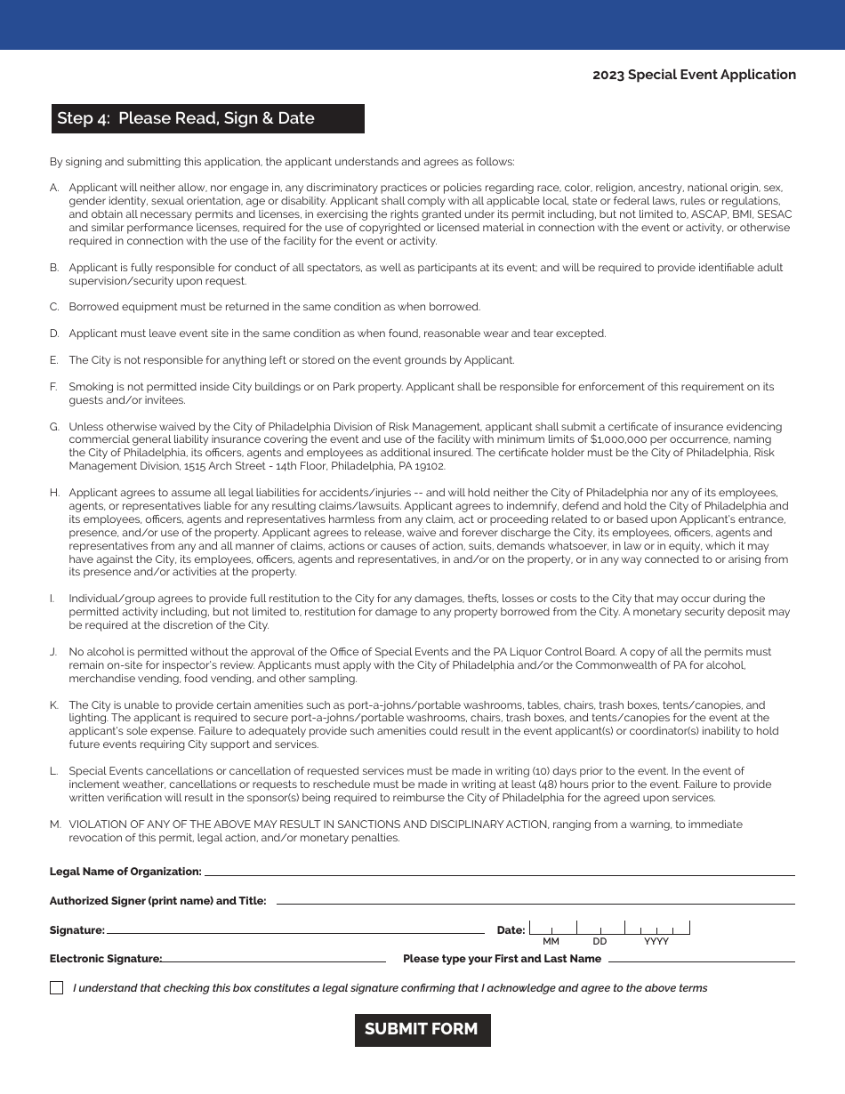 Special Event Application - City of Philadelphia, Pennsylvania, Page 6