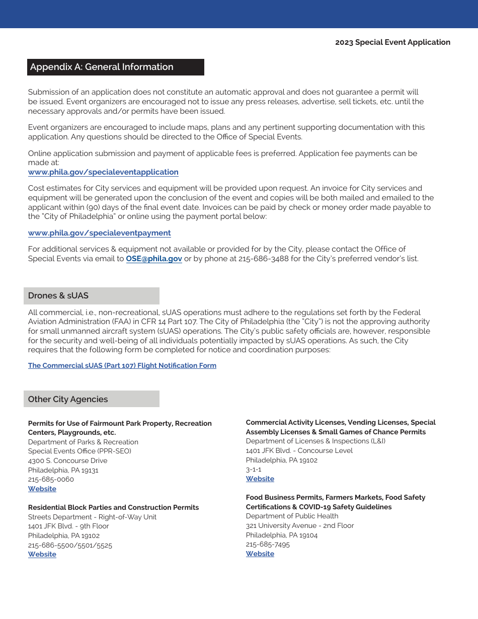 Special Event Application - City of Philadelphia, Pennsylvania, Page 7