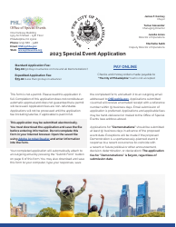 Document preview: Special Event Application - City of Philadelphia, Pennsylvania, 2023