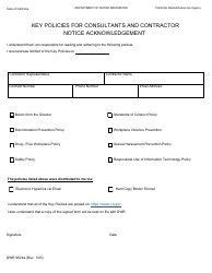 Document preview: Form DWR9524A Key Policies for Consultants and Contractor Notice Acknowledgement - California