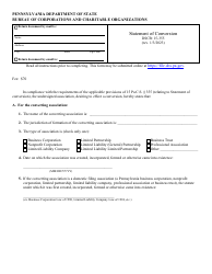 Form DSCB:15-355 Statement of Conversion - Pennsylvania