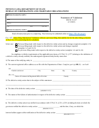 Form DSCB:15-227 Statement of Validation - Pennsylvania