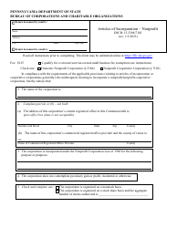 Form DSCB:15-5306/7102 Articles of Incorporation - Nonprofit - Pennsylvania
