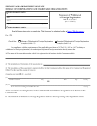 Document preview: Form DSCB:15-415/417 Statement of Withdrawal of Foreign Registration - Pennsylvania