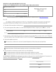 Form DSCB:15-138 Statement of Correction - Pennsylvania
