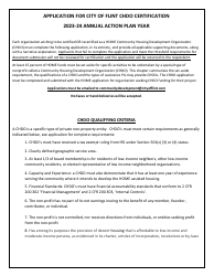 Document preview: Application for Community Housing Development Organization Certification - City of Flint, Michigan, 2024