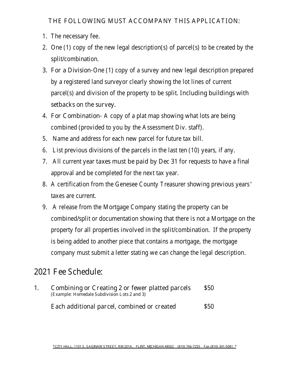 Land Division and Combination Application - City of Flint, Michigan, Page 3