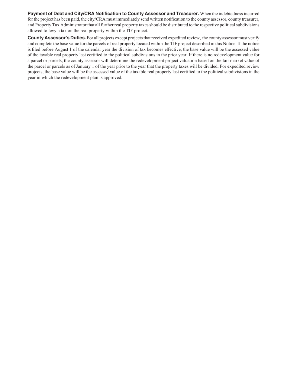 Notice to Divide Tax for Community Redevelopment Project Tax Increment Financing (Tif) Project - Nebraska, Page 3