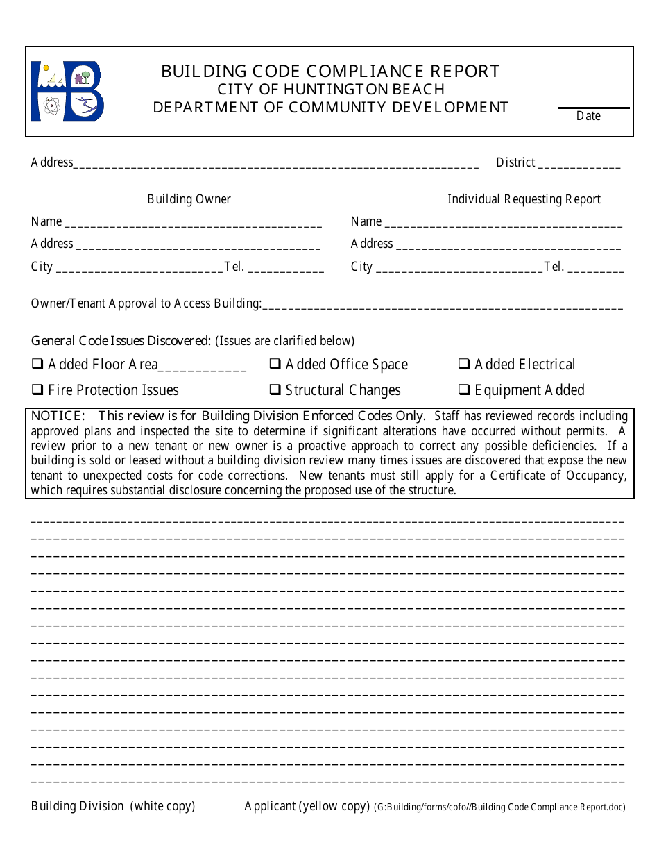 Building Code Compliance Report - City of Huntington Beach, California, Page 1