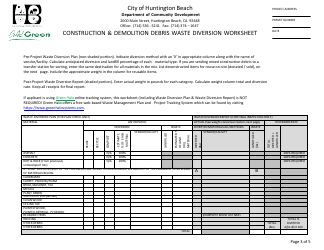 Construction &amp; Demolition Debris Application and Worksheet - City of Huntington Beach, California, Page 3