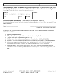 Form LACIV109 Civil Case Cover Sheet Addendum and Statement of Location - County of Los Angeles, California, Page 5