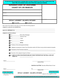 Document preview: Form LACIV119 Default Judgment - Unlawful Detainer - County of Los Angeles, California