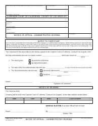 Document preview: Form LACIV232 Notice of Appeal - Administrative Hearing - County of Los Angeles, California