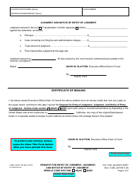 Form LACIV185 Request for Entry of Judgment, Judgment, and Notice of Entry of Judgment - Vehicle Code Section 40220 40267 - County of Los Angeles, California, Page 2