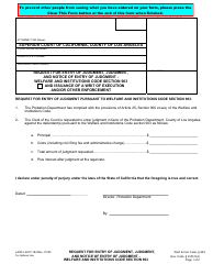Document preview: Form LACIV184 Request for Entry of Judgment, Judgment, and Notice of Entry of Judgment - Welfare and Institutions Code Section 903 - County of Los Angeles, California