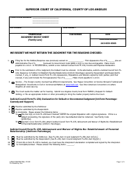 Form FAM062 Parentage Judgment Reject Sheet - County of Los Angeles, California