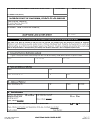 Document preview: Form ADPT029 Adoptions Case Cover Sheet - County of Los Angeles, California
