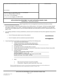 Form PRO057 Application for Appointment to Court Appointed Counsel Panel - County of Los Angeles, California